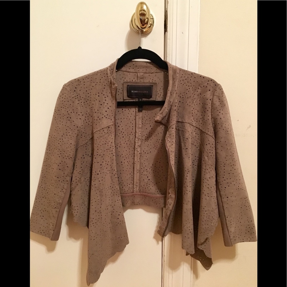 BCBG Max Azria beige/ brown suede jacket